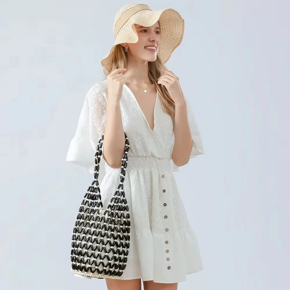 

Trendy Bohemian Woven Hand Bag Exquisite Design Handmade Hollow-out Handbag Female Style Bucket Shoulder Bag Summer Season