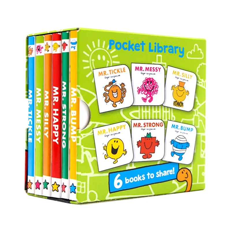 6books/set/ Mr Men Pocket Library,Baby Children's books aged 1 2 3, English picture book,