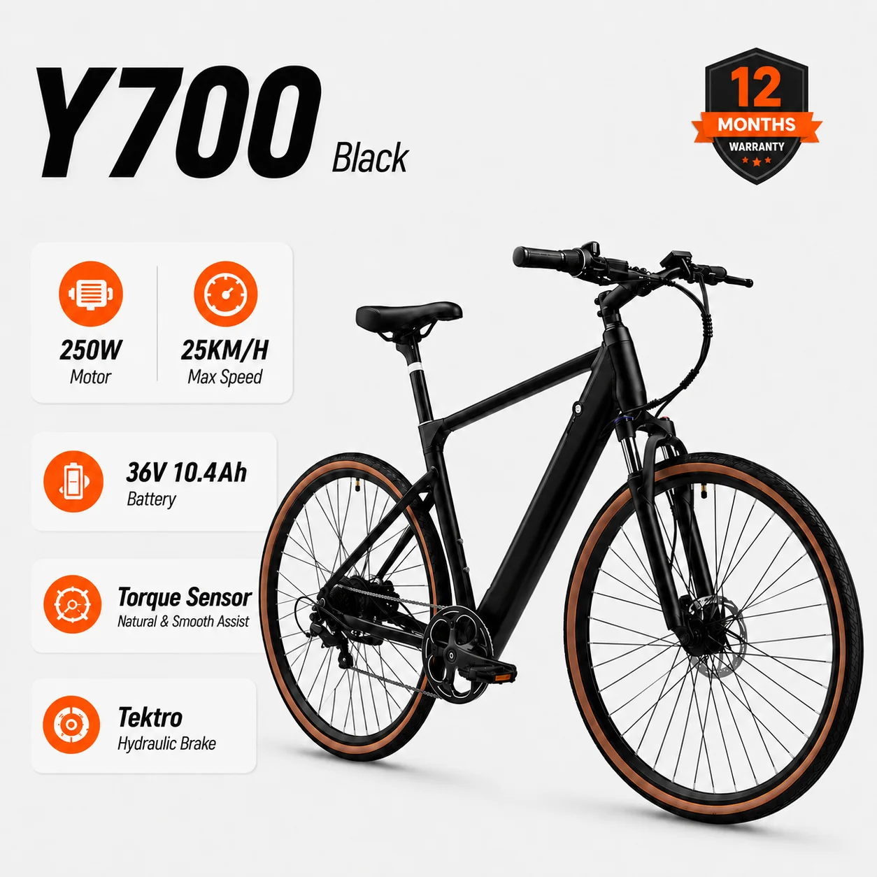 Image of YANGOR Y700 E-Bike für Erwachsene, minimalistisches Urban-Hybrid-Pendler-E-Bike, 700C 28 Zoll Trekking-Fahrrad, E-City-Bike mit 36V 10.1Ah Lithium-Akku für große Reichweite bis zu 120 km, W 250 Motor,