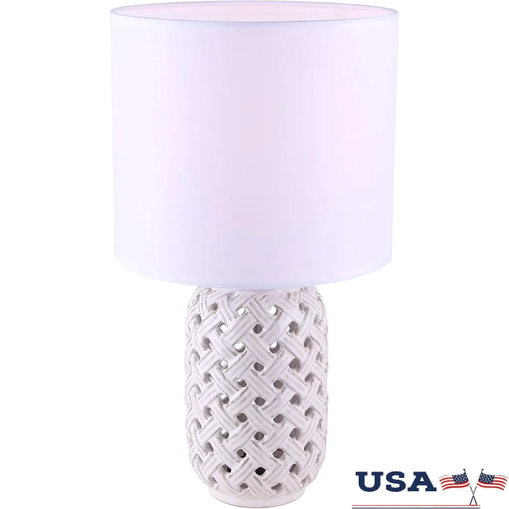 

Elegant Gold White Table Lamp 60W Ceramic Base 8.5 Inch Modern Design On Off Switch Soft Lighting Home Decor