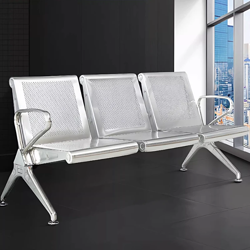 

Three-person stainless steel row chair public seat rest waiting bench