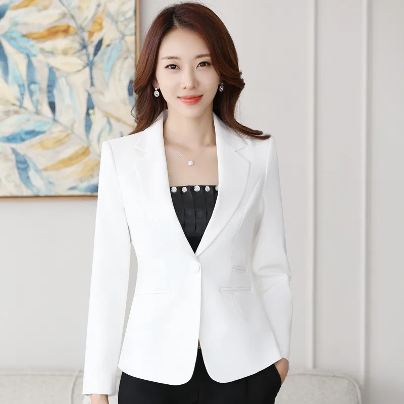 Women\'s Korean Office Blazer Top, Casual Coat, Small Suit, Lady Jacket, High Quality, Spring, Autumn, S-5XL, 1 Pc