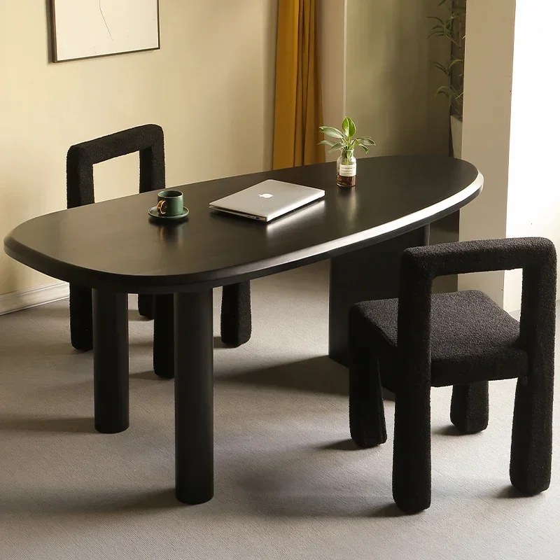 Nordic modern designer computer desk, special-shaped all-solid wood desk, creative workbench meeting table desk
