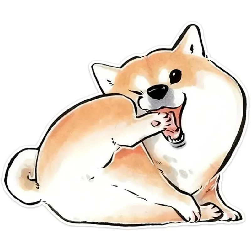 Adorable Shiba Inu Dog Vinyl Car Sticker, Waterproof Decor for Motorcycle, Laptop, Cup, Window, Smooth Surface, Cute Charm