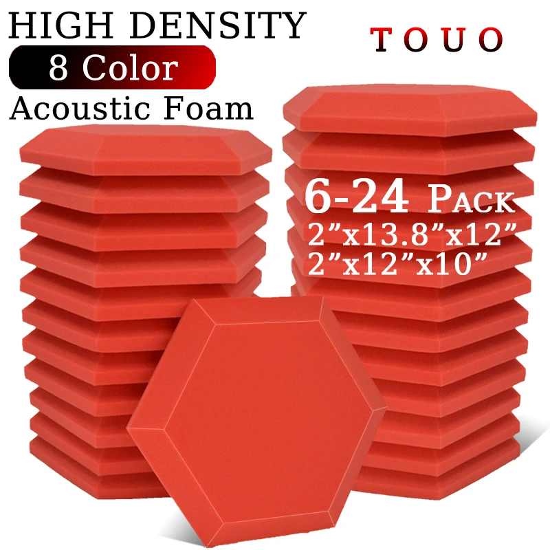 

TOUO 6/12/24 Pcs Hexagon Acoustic Foam Home Studio High Density Soundproof Foam Sound Absorbing Material Home Decoration