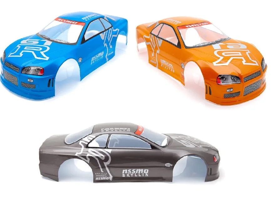 1-3pcs grey+orange+blue PVC painted body shell/Accessories for 1/10 R/C racing drift cars HSP 94123 190mm Width 260 wheelbase