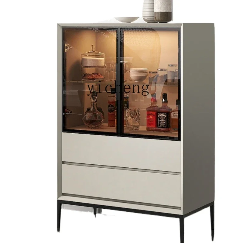 ZK Italian minimalist multi-functional wine cabinet, paint against the wall, cupboard, solid wood, living room side cabinet