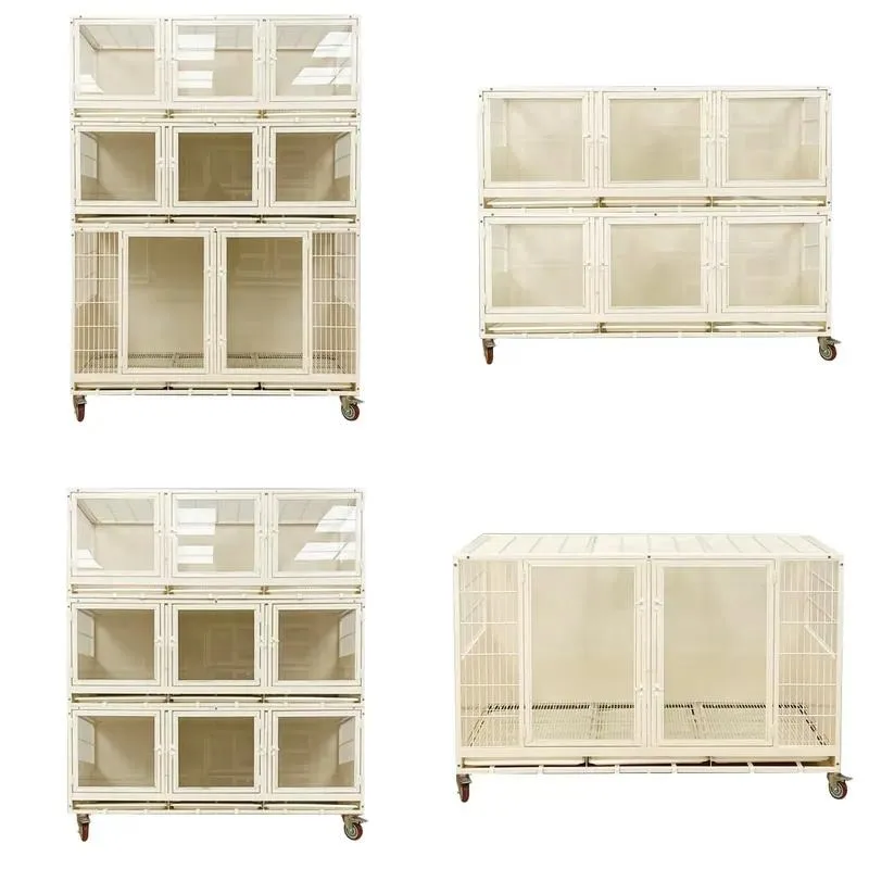 Heavy Duty Professional Pet Cage with Wheels for Dog Cat Boarding Hotel