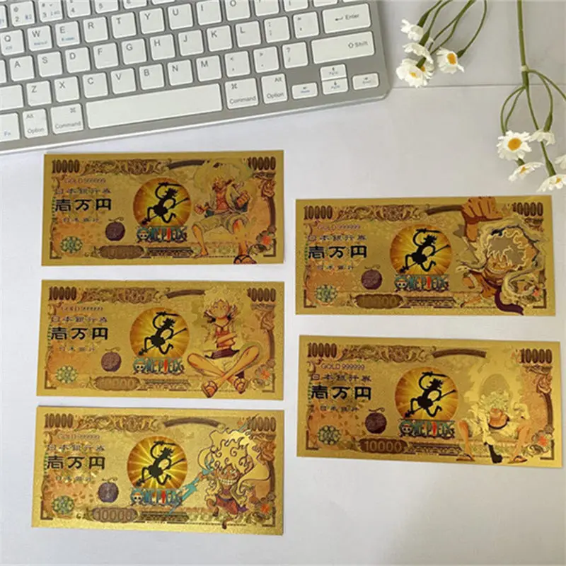

One Piece Cartoon Monkey D Luffy Gold Foil Paper Currency Anime Action Figures Nika Cap Luffy Toys Birthdays Gift Christmas Gift