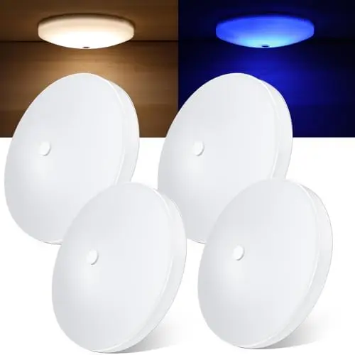 

Комплект из 4 потолочных светильников для автодомов, 4,5 дюйма, с регулировкой яркости, 12 В, с синим ночником - 5000K