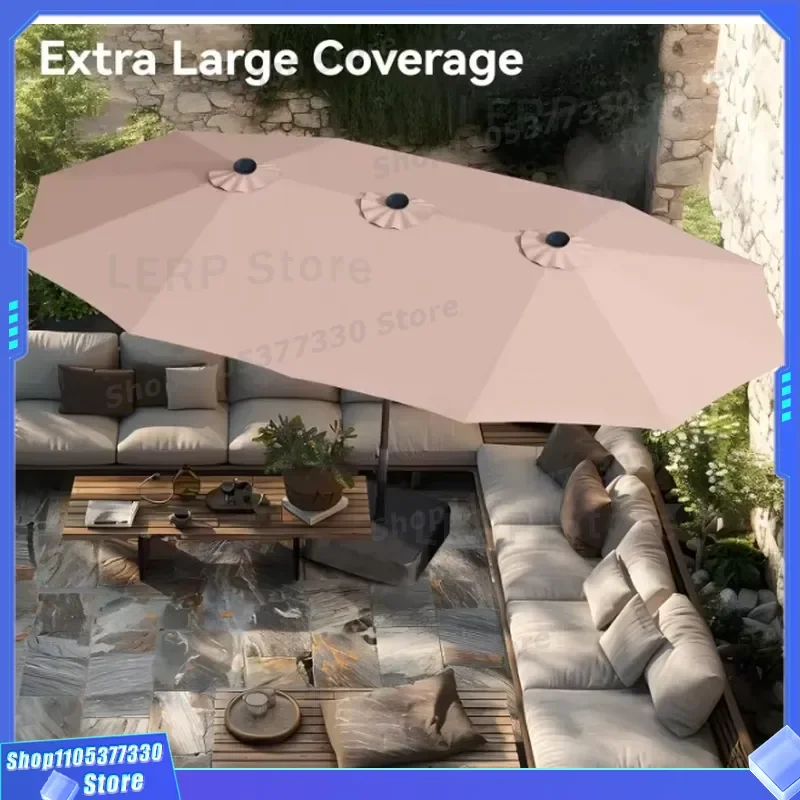 High Quality Waterproof UV Resistant Aluminum Frame Large Double-Sided Outdoor Garden Patio Rectangle Sunshade Parasol