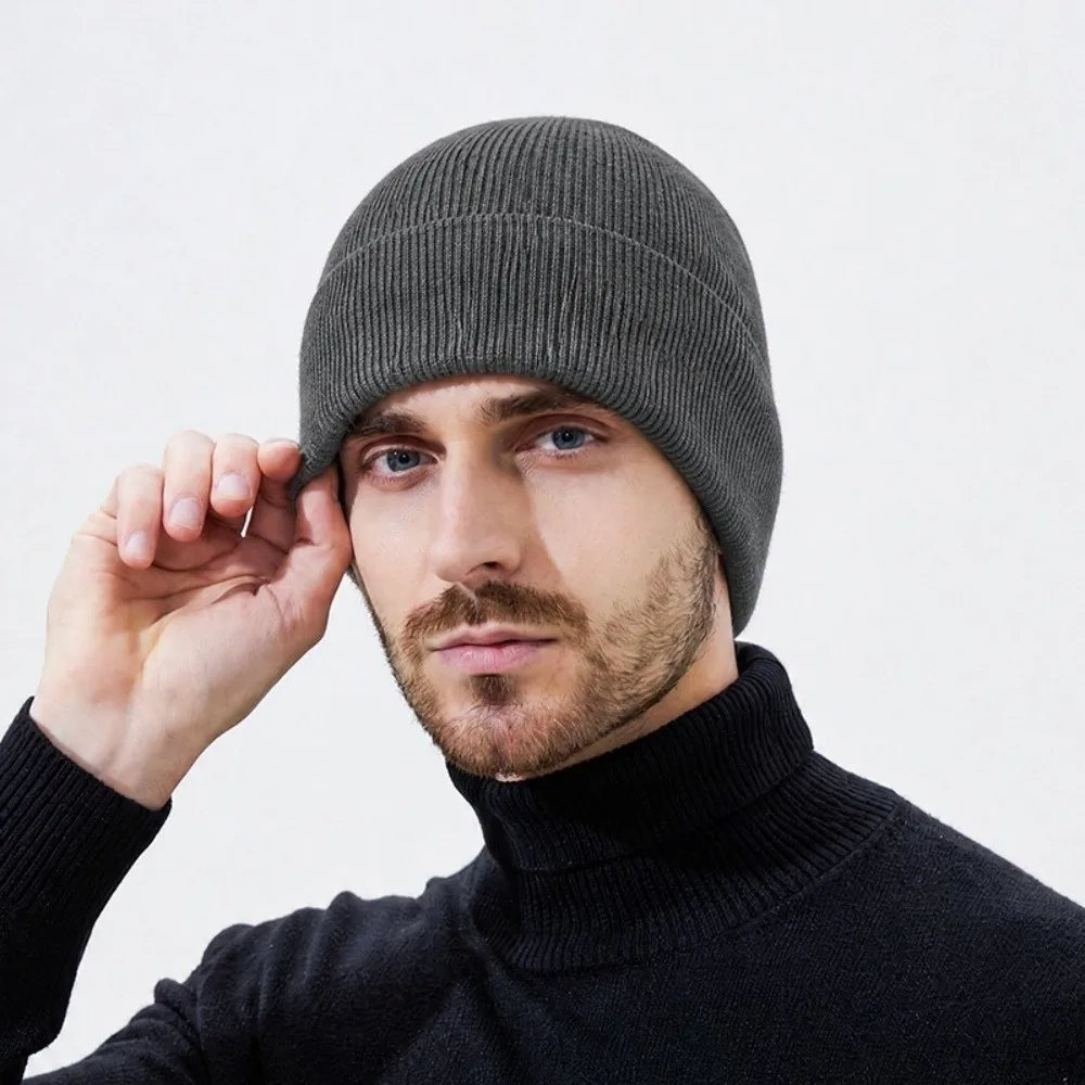 Solid Color Knitted Beanies Windproof Stretch Knitted Winter Hat Ear Protection Crochet Design Couple Hat Scarf Set