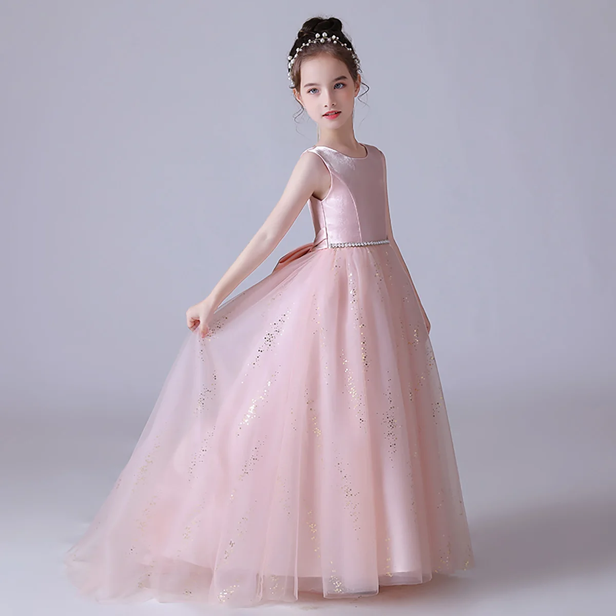 YZYmanualroom فستان زفاف للفتيات ذيل فستان وصيفة العروس الصغيرة فستان الحفلة فستان مهرجان الشاش/يمكن تخصيصها