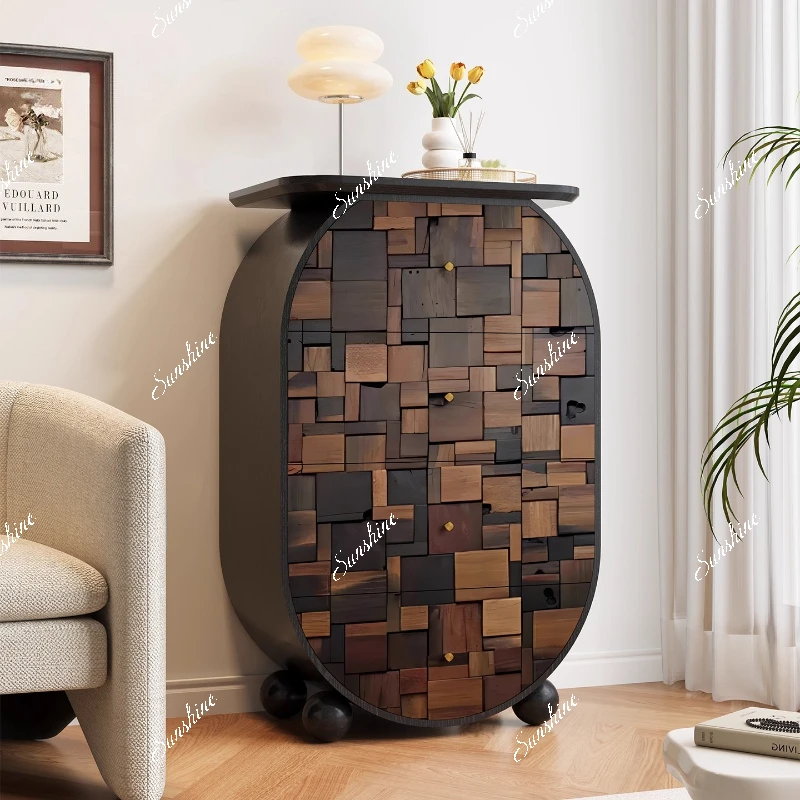 Solid wood, bedroom storage, end of bed drawer, silent wind living room storage, side cabinet