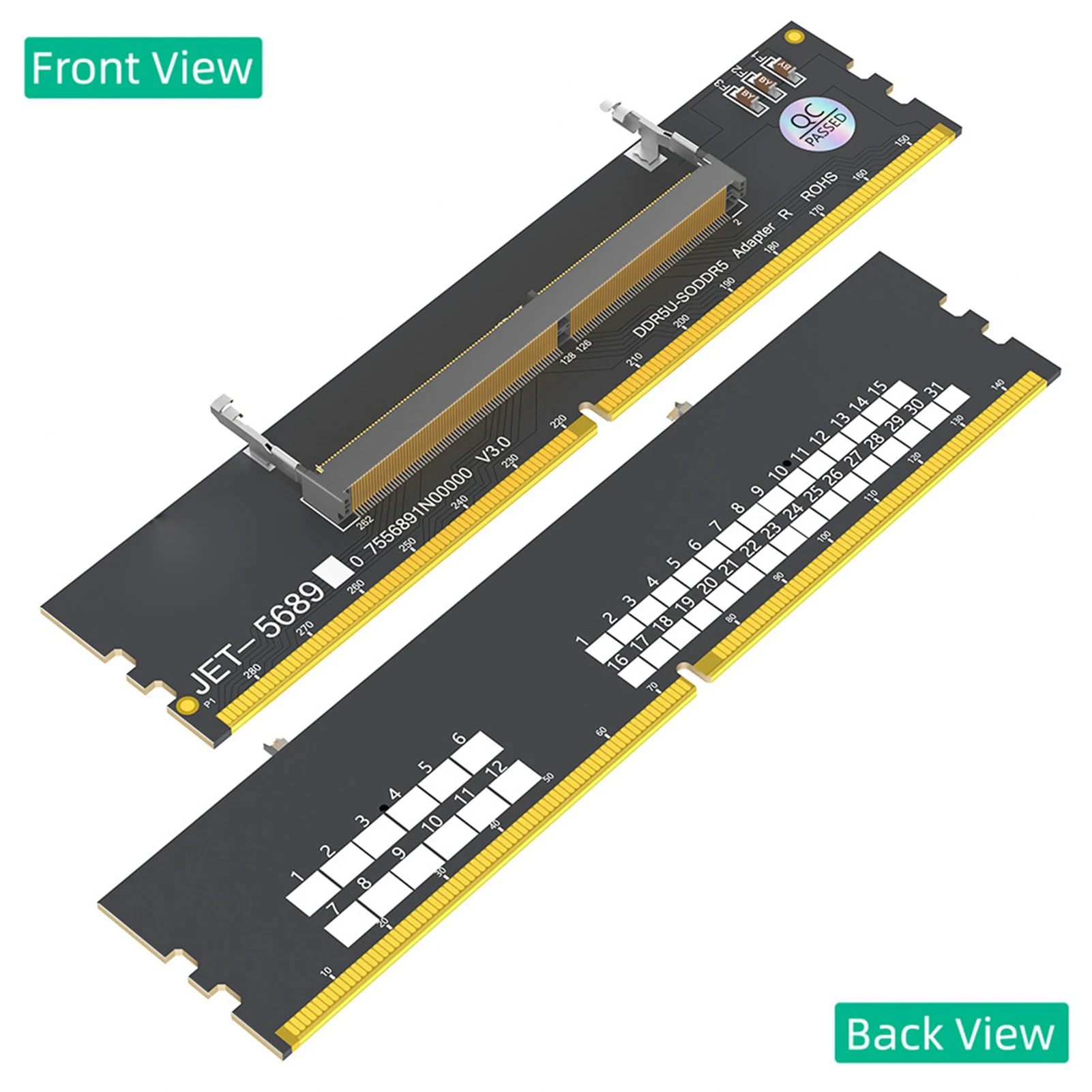DDR5 U-DIMM to SO DDR5 RVS Adapter Card Laptop to Desktop Memory Converter for Computer Repair and Maintenance