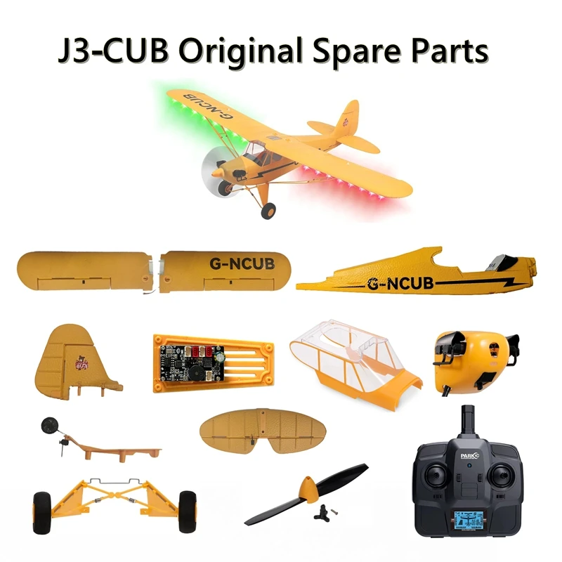 Original Spare Parts For Park10 Toys J3 CUB RC Airplane Wheels Motors Fuselage Wings RC Fixed Wing Glider Accessories