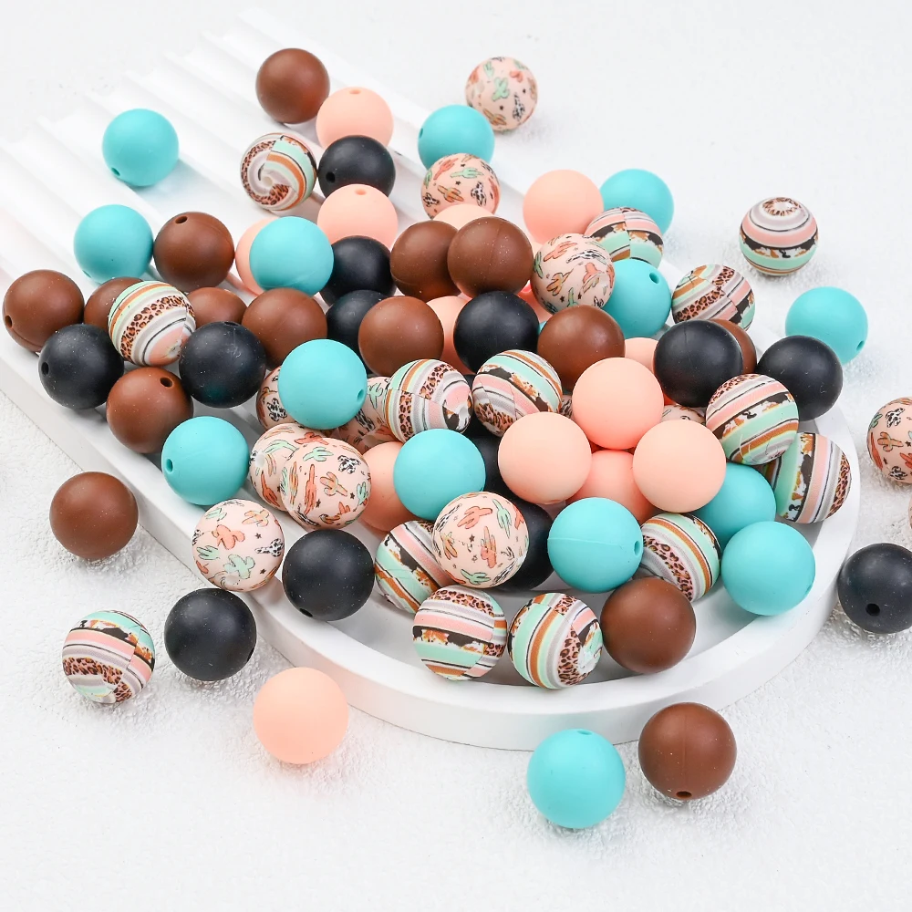 50Pcs 15mm Food Grade Silicone Bead Set Without BPA for DIY Baby Pacifier Anti Drop Strap Baby Jewelry Accessorie