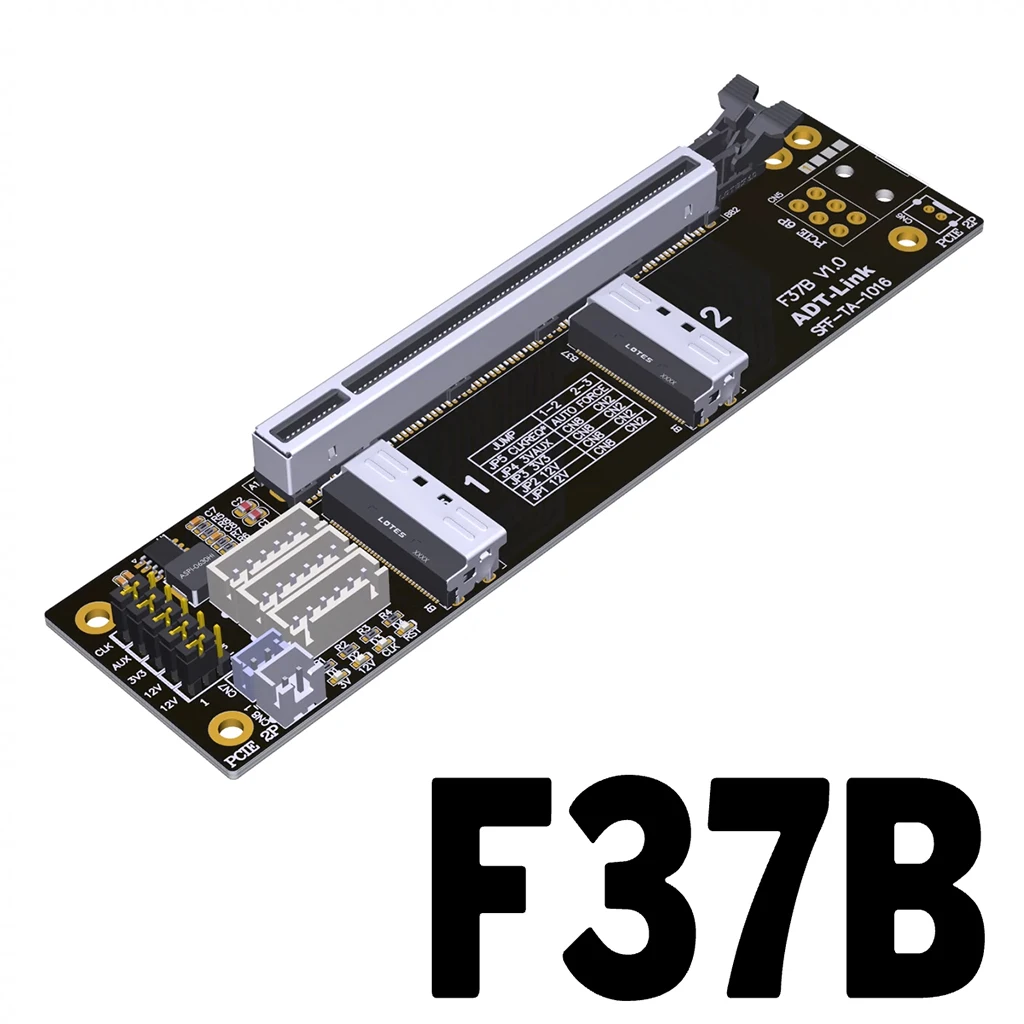 ADT PCIe 4.0 x16 MCIO Grafikkarte Split Card Extender Kabel GEN4 PCI-E X16 auf X8 X8 Bifurkationsadapter Riser Karte SFF-TA-1016