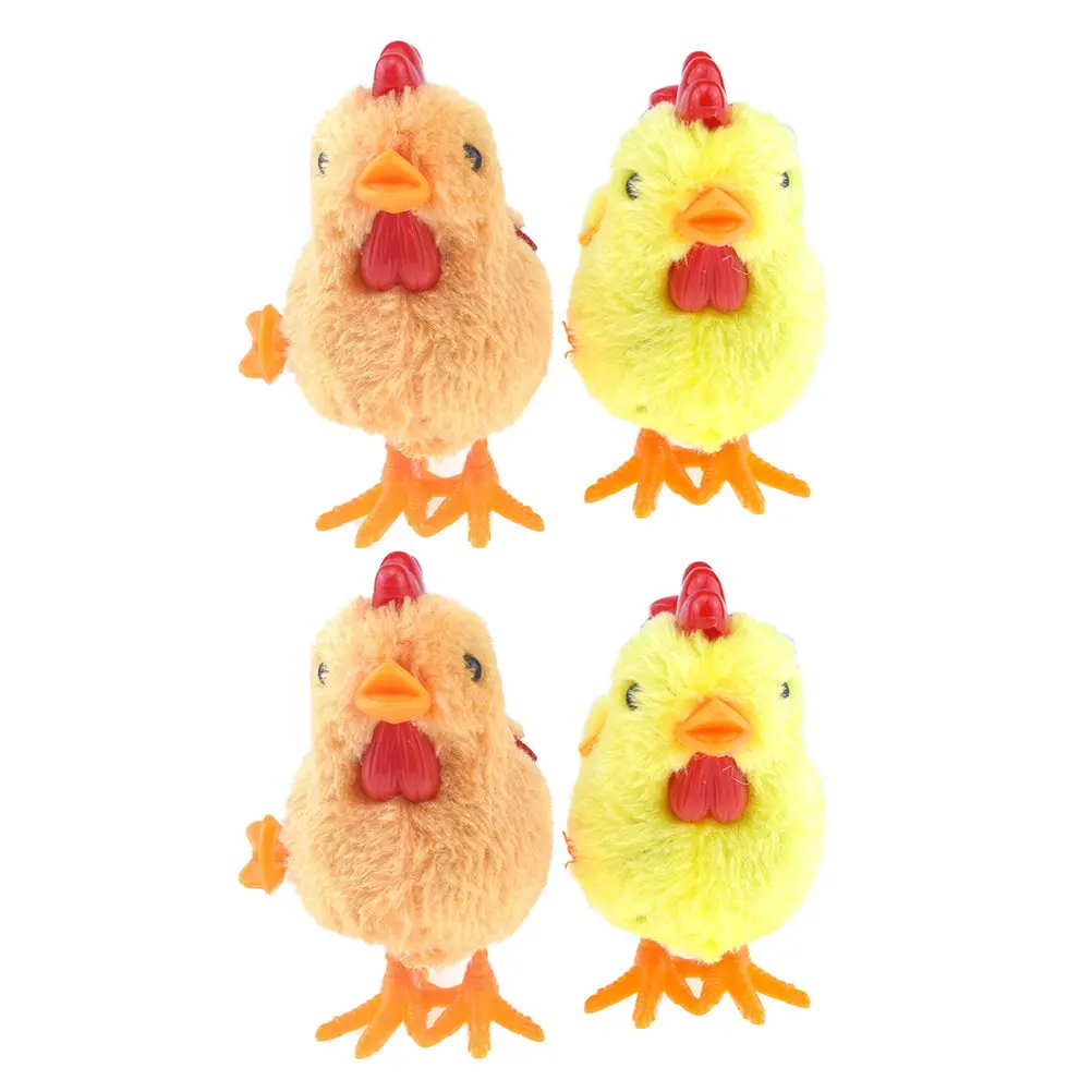 

4Pcs Jumping Wind-Up Chicken Mini Figures Lightweight Portable Fun Party Gift for Kids Festivals Double Layer Wing Design Bright