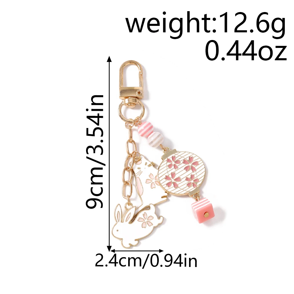 Aihua Harajuku Sakura Blumen-Laternen-Katzen-Schlüsselanhänger für Frauen und Mädchen, Schlüsselring-Anhänger zur Handtaschendekoration, DIY-Schlüsselhalter, Schmuckgeschenke – Detail 1