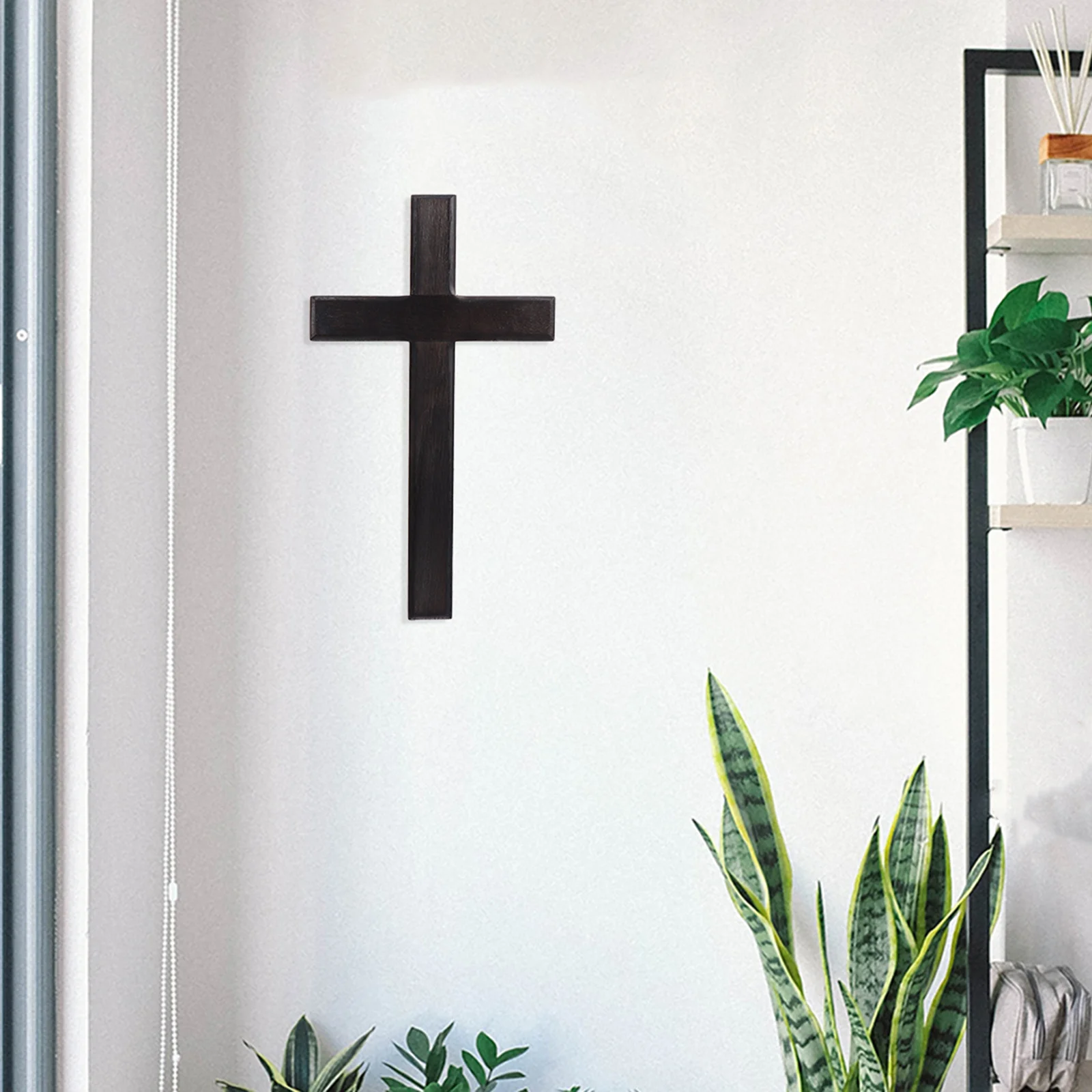 

1Pcs Black Wooden Cross Pendant Decorative Handmade Christian Cross Decor for Home Office Church Hanging