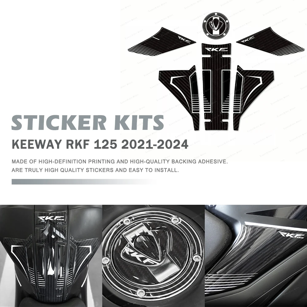 Motorcycle Protection Sticker 3D Epoxy Resin Waterproof Fuel Tank Pad Sticker For Keeway Rkf125 Rkf 125 2021-2024