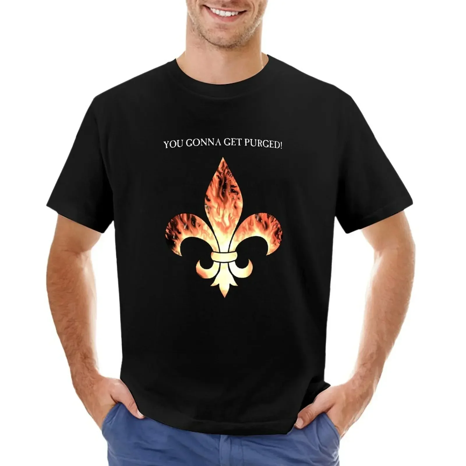 Flaming Fleur De Lis Purge! T-shirt hippie clothes sports fans Men's t-shirt