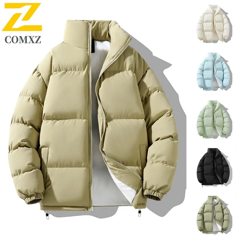 

COMXZ Мужская офисная стеганая куртка Роскошная повседневная парка с воротником-стойкой для поездок на работу Холодостойкая парка для отдыха Деловые утолщенные зимние куртки
