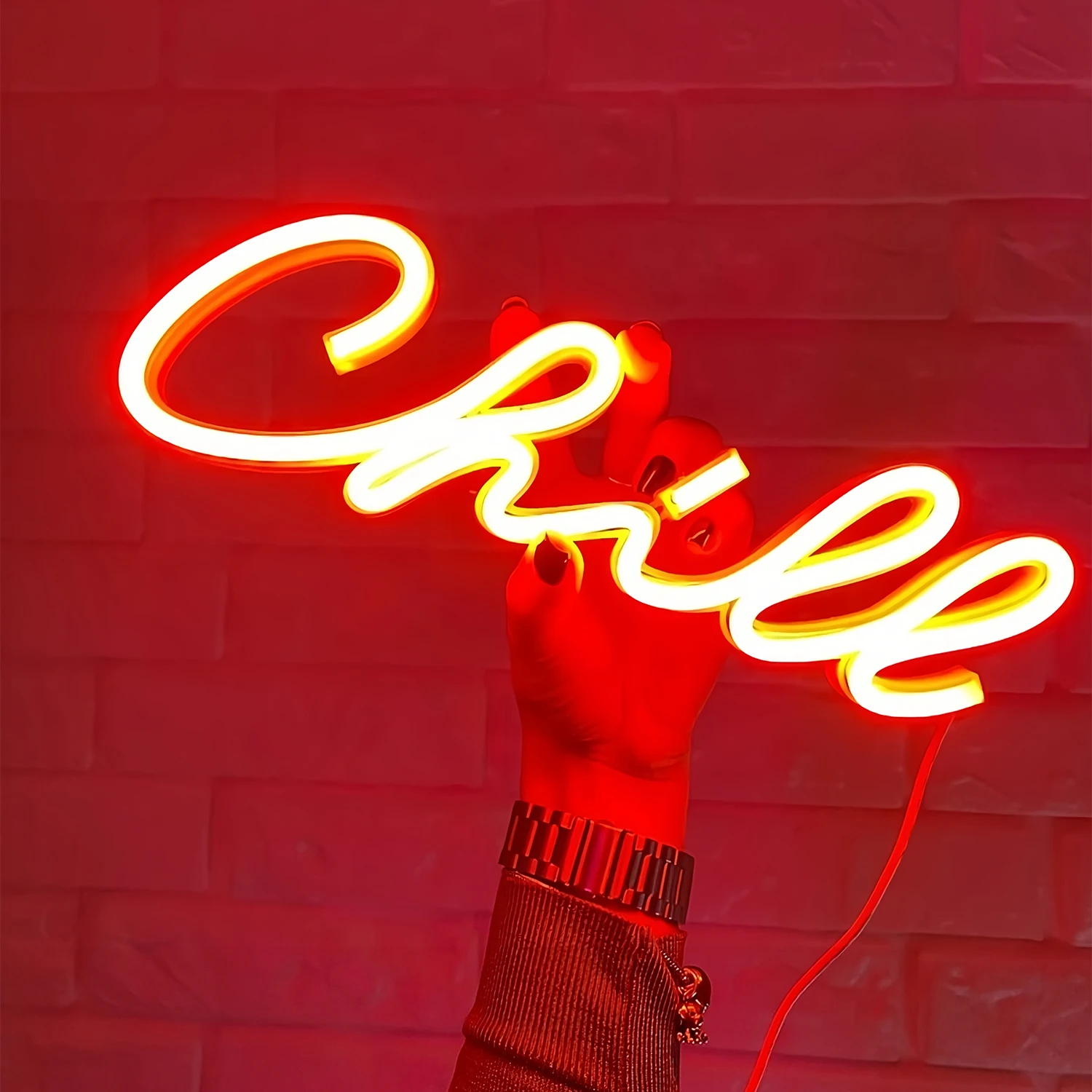 Imagem -02 - Chill Logotipo Neon Sign Personalizado Sinais Led Neon Decoração da Parede para o Quarto Bar Club Cafe Loja Decoração de Casa Presente Luz