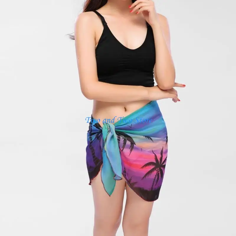 HX6F Women Swimwear Printed Cover Up Beach Sarong Swimsuit Wrap
