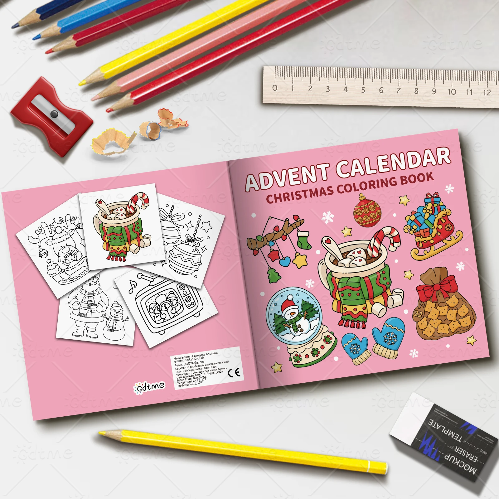 ADVENT CALENDAR CHRISTMAS Malbuch mit kräftigen, einfachen Mustern für Erwachsene, süßes Zeichenbuch, perfektes Geschenk für Party und Geburtstag – Detail 3