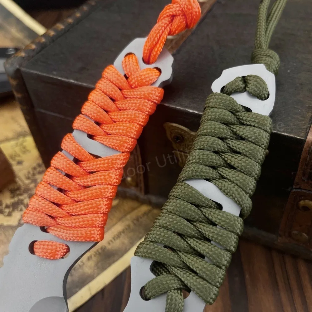 Popular Compact Fixed-Blade Knife with Sheath 8Cr13Mov Blade Nylon Cord Handle Portable Camping Outdoor Jungle Hiking Tool