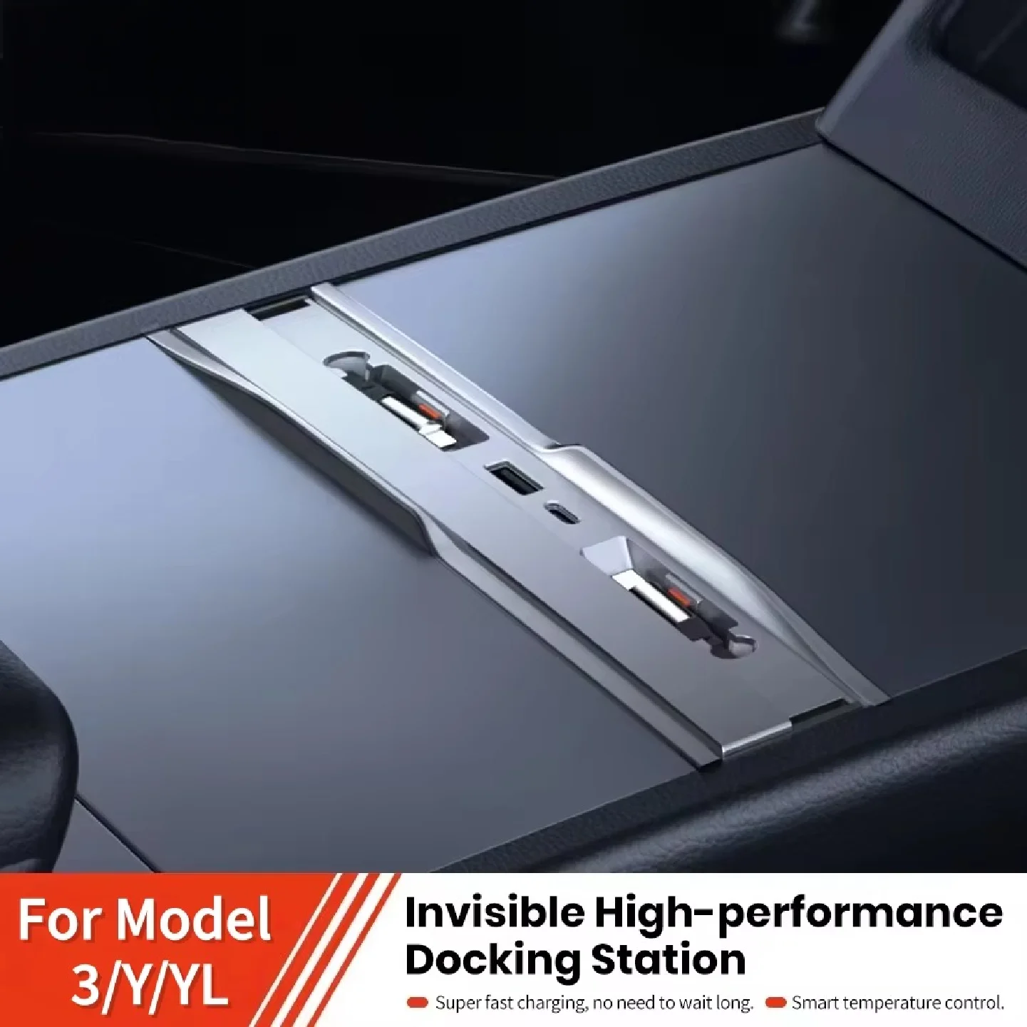 For Tesla Model 3/Y/YLHighland Juniper Docking Station Fast Charger Intelligent Expansion Dock Central Control Charging Shunt