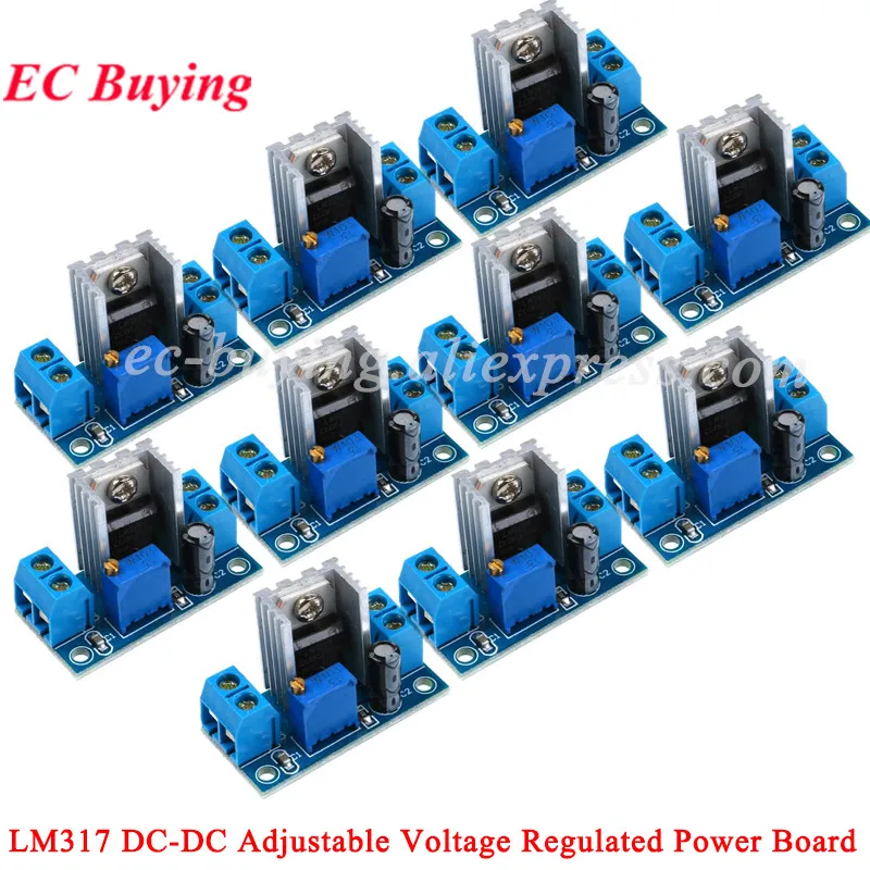 10Pcs/1pc LM317 Adjustable Voltage Regulator Power Supply DC-DC Converter Buck Step Down Circuit Board Module Linear Regulator