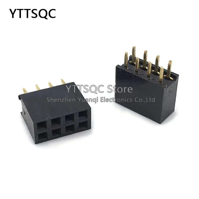 10pcs 2.54mm Double Row Straight Female 2-40P Pin Header Socket Connector 2x2/3/4/5/6/7/8/9/10/12/15/16/18/20/25/30/40Pin