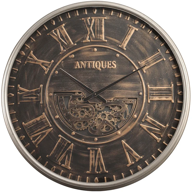 Antique Bronze Wall Clock Popular Home Design Washing Metal Mobile Gear