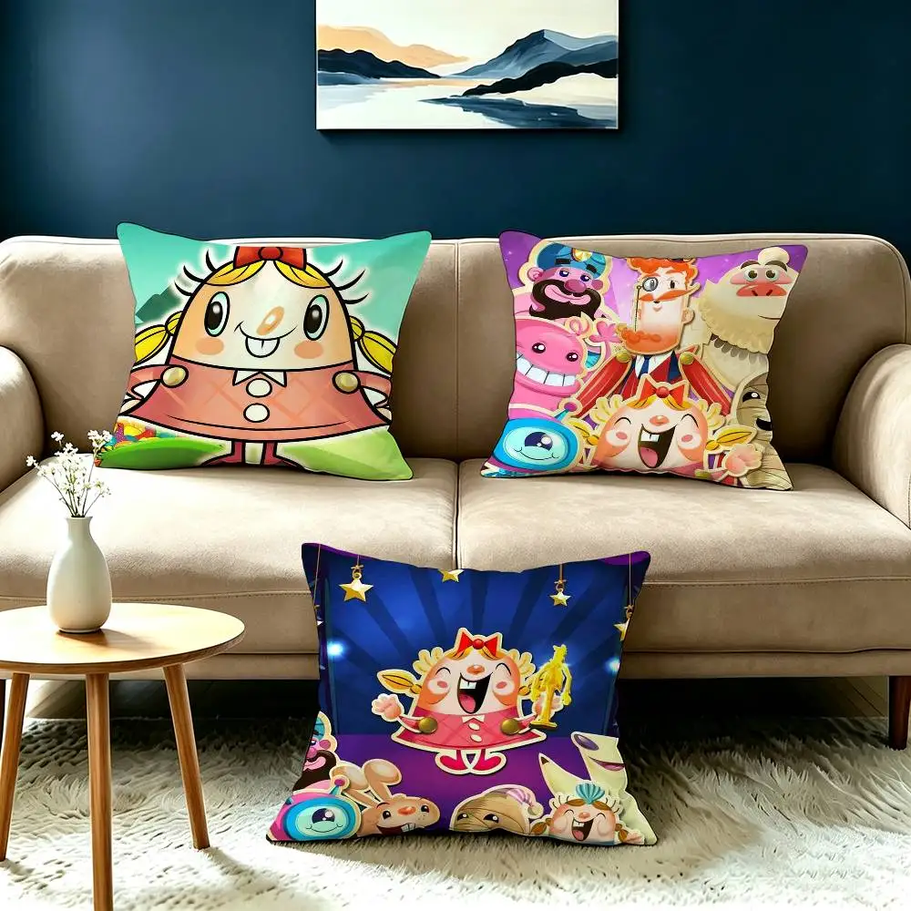 Game C-Candy Crush Saga Square Double-Sided printed Pillow Case Bedroom Bedside Pillow Sofa Cushion Cover