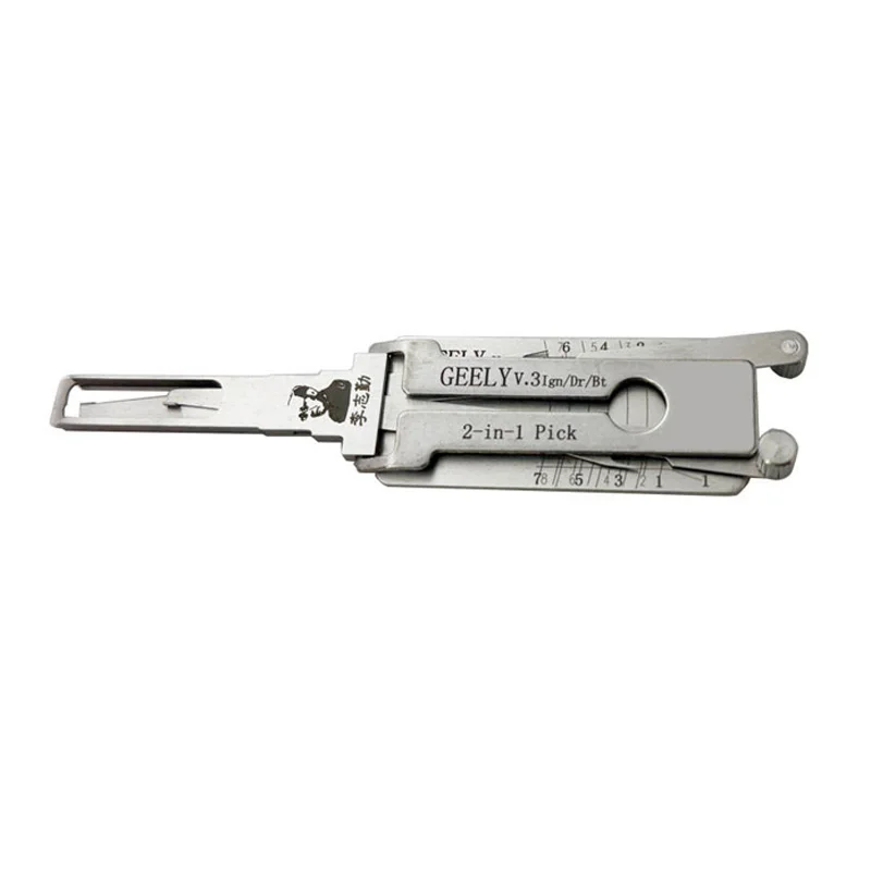 Lishi GEELY V.3 2 in 1 Lock Pick Decoder Ignition Car door open for Geely Panda and Emgrand EC820 models Vertical milling