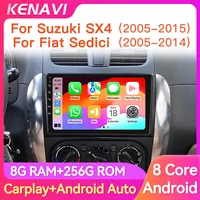 Radio estéreo para coche Android 2 Din para Suzuki SX4 2005-15 Fiat Sedici 2005-2014 Reproductor multimedia Navegación GPS Carplay Unidad principal automática con sistema inteligente de pantalla