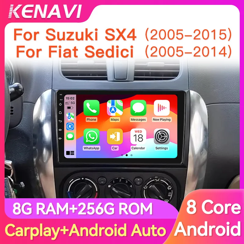 2 Din Car Stereo Radio For Suzuki SX4 2005-15 Fiat Sedici 2005-2014 Centre Multimedia Player Navigation GPS Carplay Android Auto
