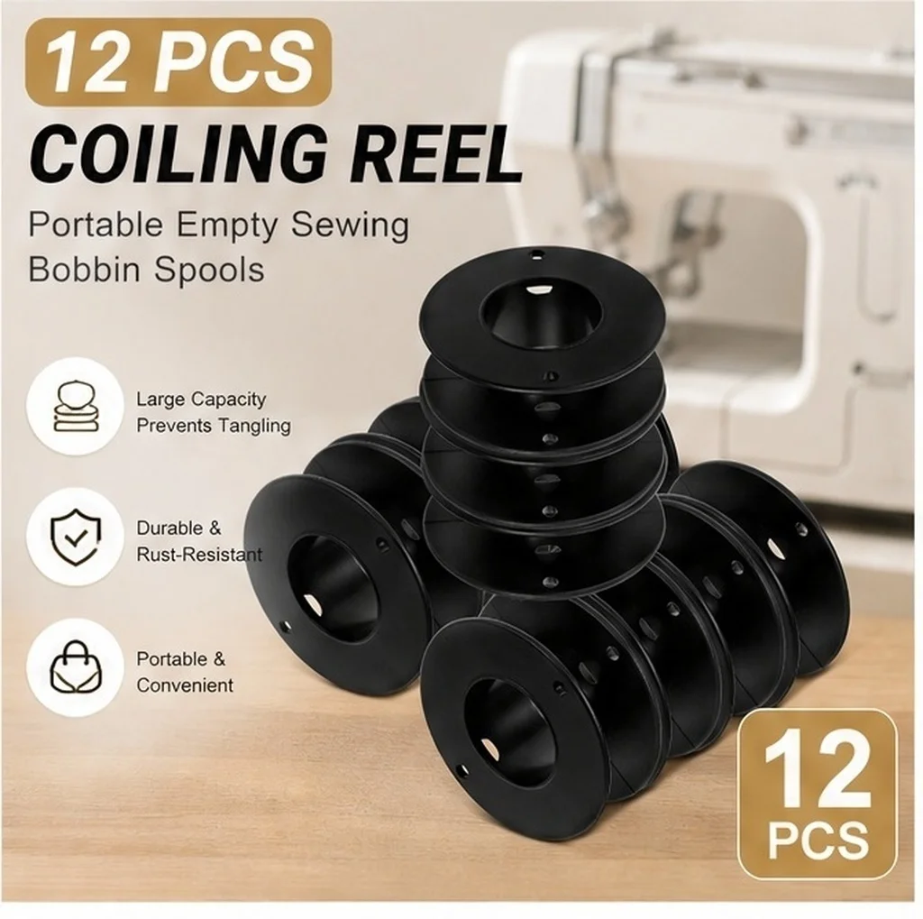 12Pcs High-Durability Plastic Bobbins for All Sewing Machines Smooth Surface Large Size Thread Spools Clear Visibility Rust-Free