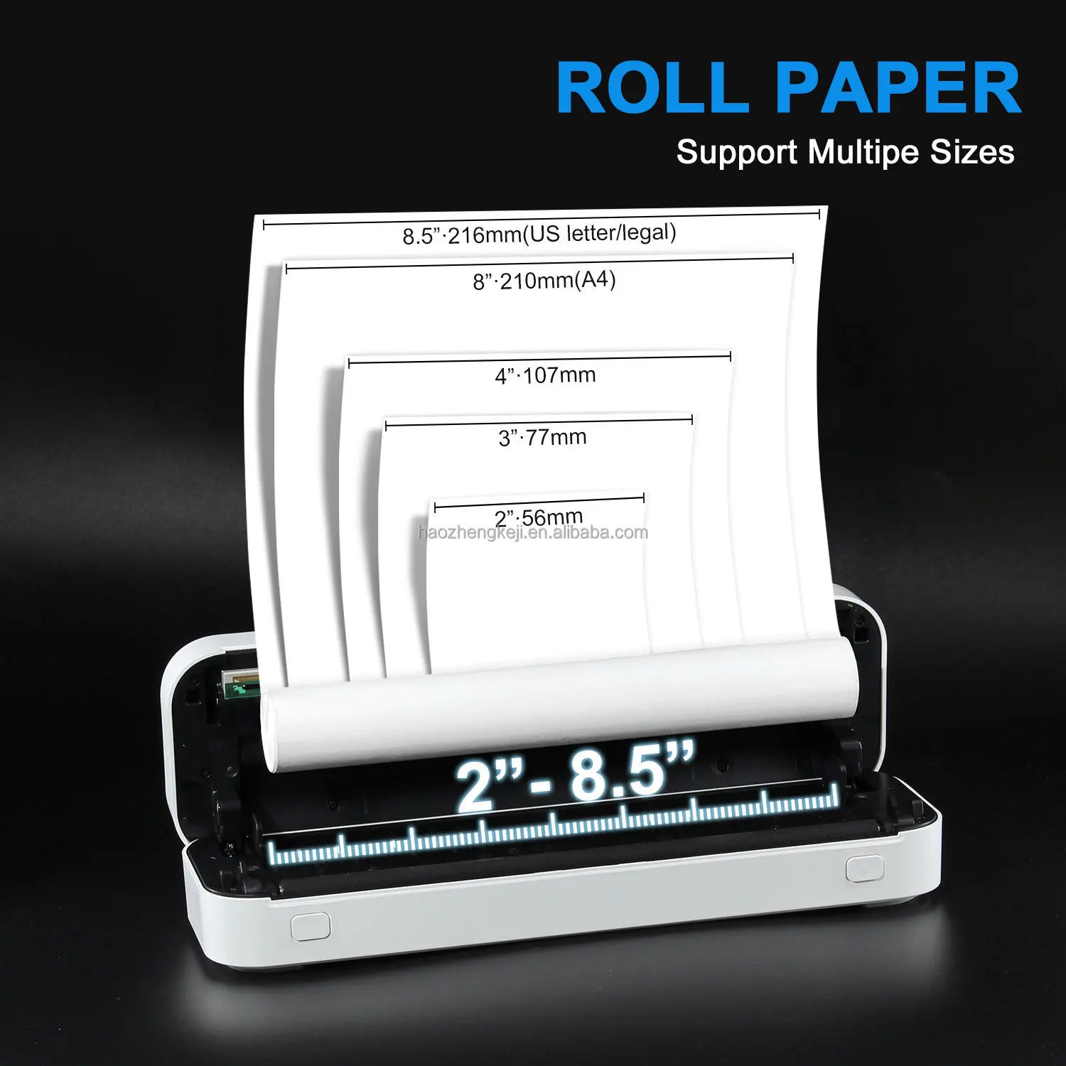 Portable A4 Mini Inkless Receipt Printer 300dpi Thermally Wireless Mobile Phone Connectivity 2600mAh Battery 1-Year Stock