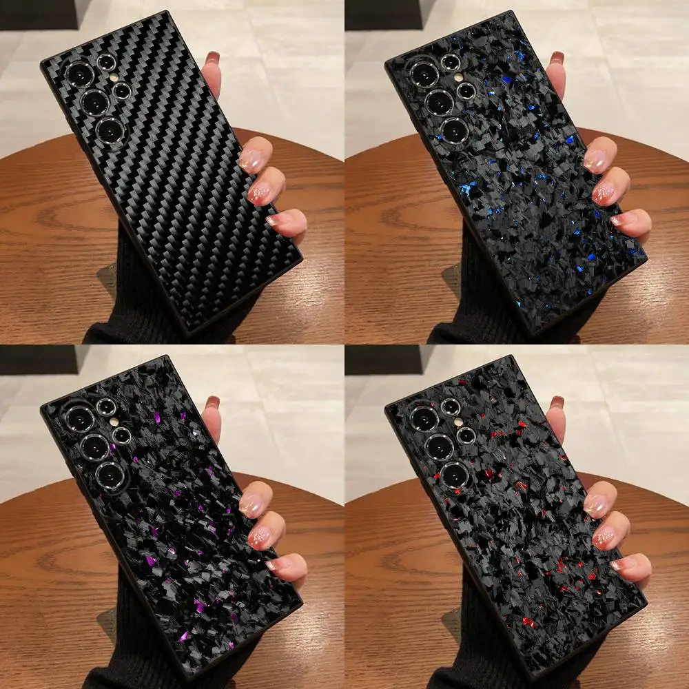 

Carbon Fiber Fragments Tatter Phone Case For Samsung S25,S24,S21,S22,S23,S30,Ultra,S20,Plus,Fe,Lite,5G Black Shell