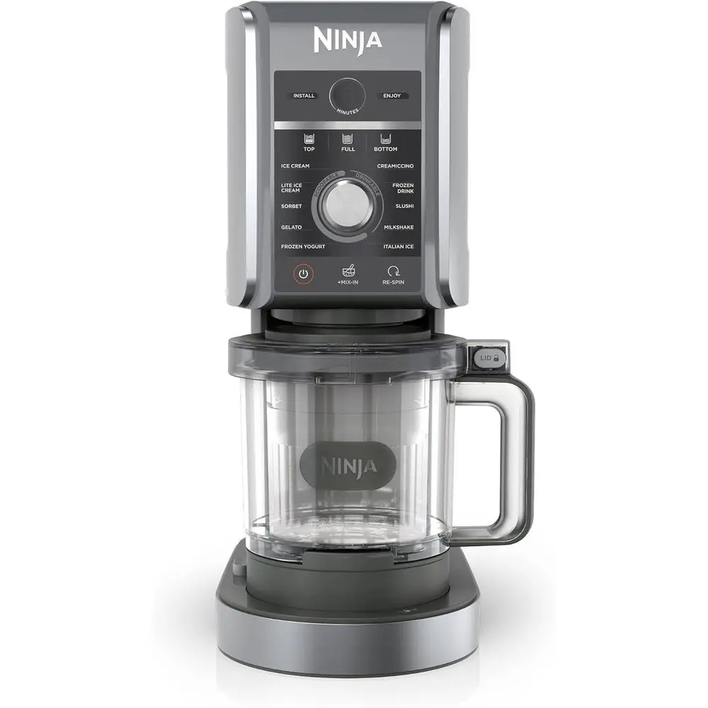 

NC501 CREAMi Deluxe 11-in-1 Ice Cream & rozen Treat Maker with 2 XL amily Size Pint Containers, Silver (Renewed)