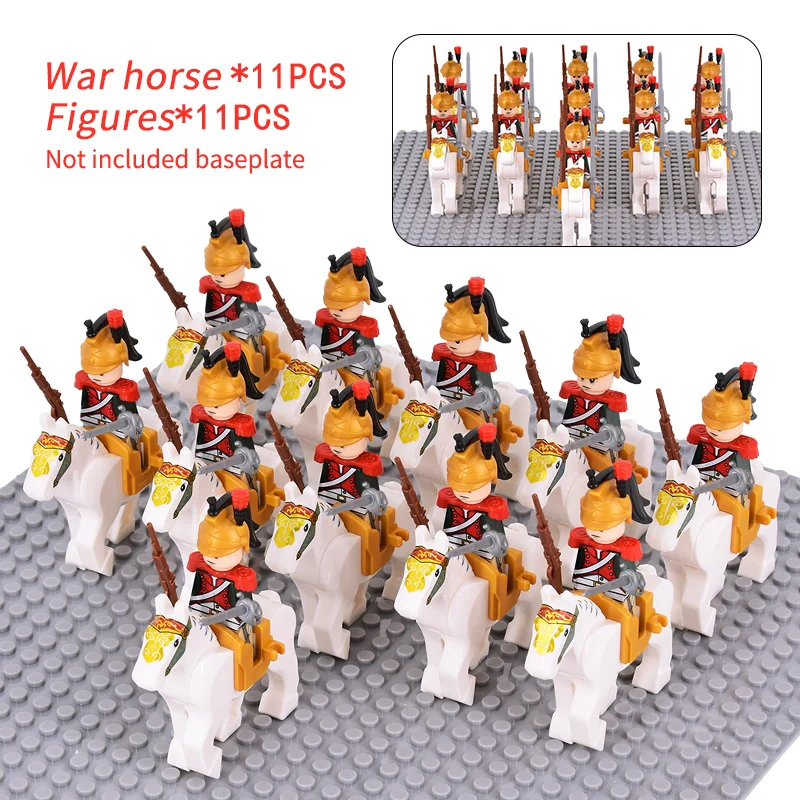 WW2 Military French Dragoon British Soldiers Cavalry Knights Figures Army Scottish Fuisiler Building Blocks Weapons Brick Toys