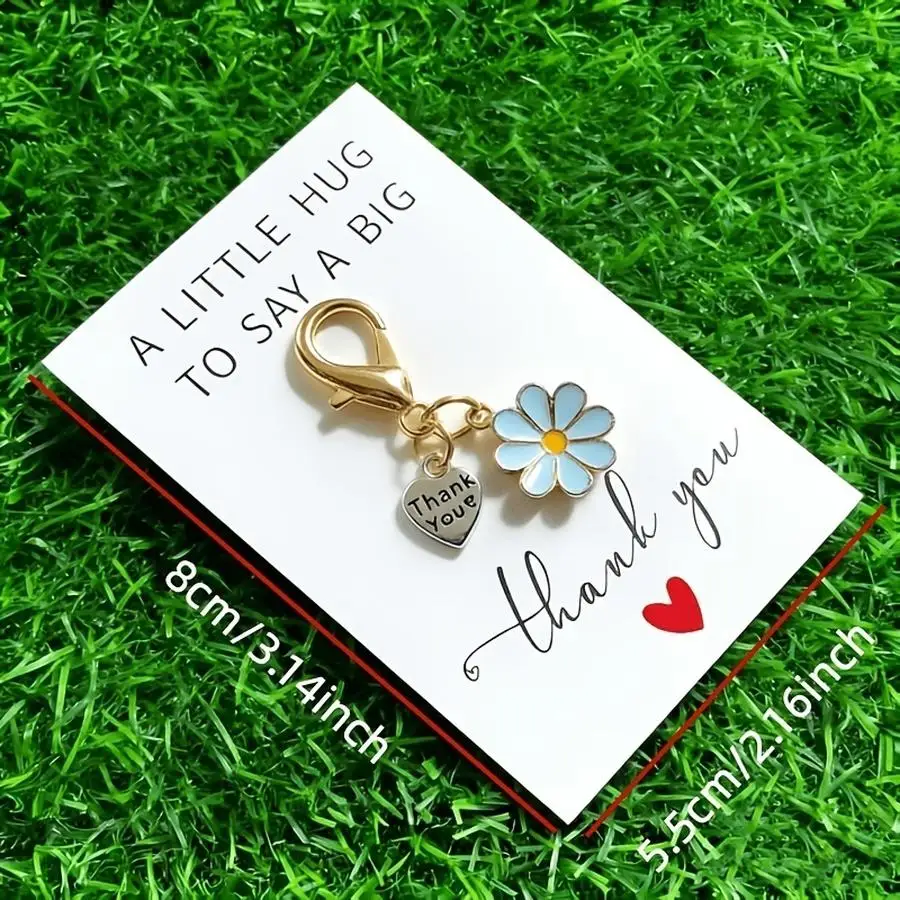 1/5/10/20/50/100pcs units/12 units “A Little Kiss” Daisy Keychain – Colorful Flower Bag Accessory with Thank-You Card | Perfect