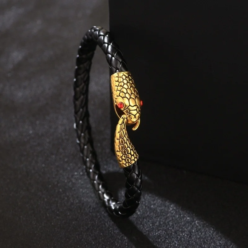 Trendy Braided Leather Ouroboros Bracelets Charm Men Bracelets New Fashion Hip Hop Punk Jewelry Accessories Party Gifts