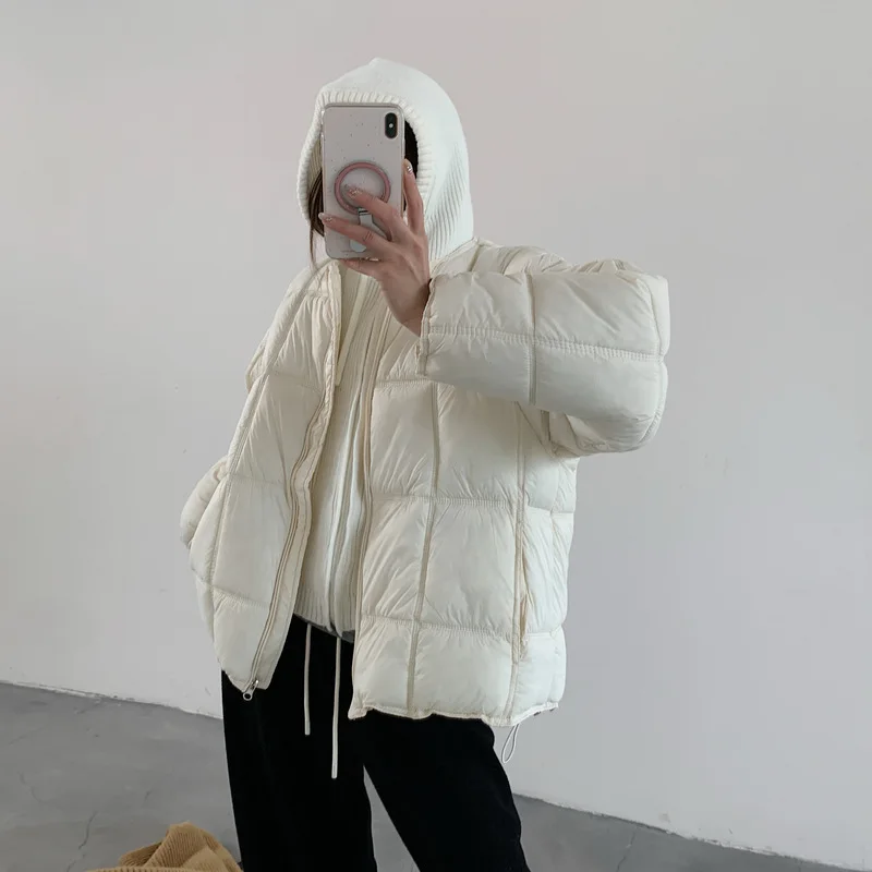 2026 Winter New Solid Color Long-sleeved Cotton Jacket Women's Fashion Versatile Hooded Bread Loose Korean Version Thick Coat