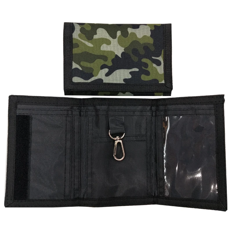 Billetera de camuflaje delgada, billetera deportiva triple, billetera de lona para exteriores con cremallera, monedero de viaje, tarjetero, regalos