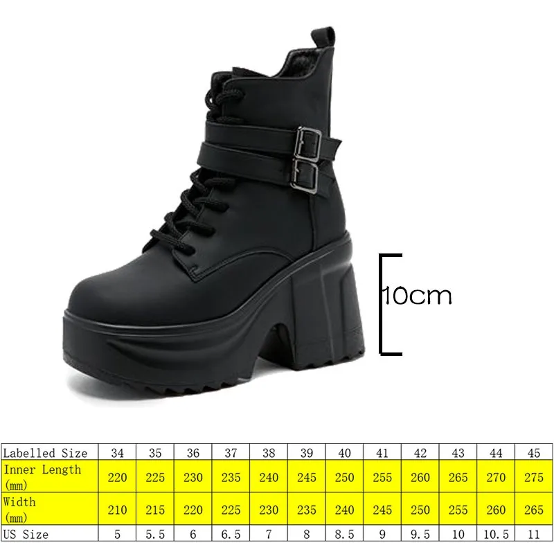 Fujin 10cm Microfiber Synthetic Women ZIP Chunky Heels Platform Booties Autumn Ankle Spring Ankle Motorcycle Thick Soled Shoes